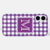Coques Case-Mate iPhone Monogramme | Chèque de tatan En vichy violet (Verso (horizontal))