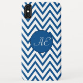 Coques Case-Mate iPhone Monogramme Chevron bleu moderne (Dos)