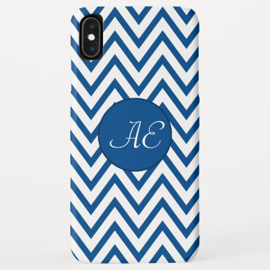 Coques Case-Mate iPhone Monogramme Chevron bleu moderne (Dos)
