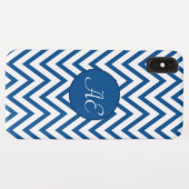 Coques Case-Mate iPhone Monogramme Chevron bleu moderne (Dos (Horizontal))
