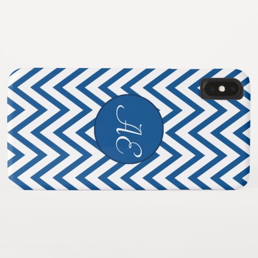 Coques Case-Mate iPhone Monogramme Chevron bleu moderne (Dos (Horizontal))