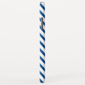 Coques Case-Mate iPhone Monogramme Chevron bleu moderne (Dos/Droite)