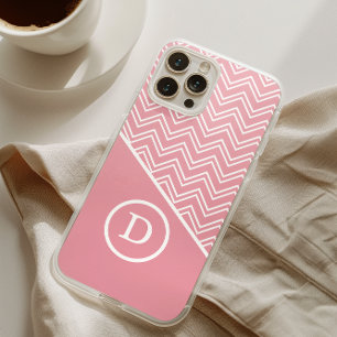 Coques iPhone 16 Pro Max Monogramme Chevron géométrique rose moderne