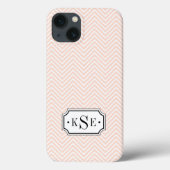 Coques Case-Mate iPhone Monogramme Chevron rose et noir (Verso)