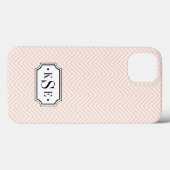 Coques Case-Mate iPhone Monogramme Chevron rose et noir (Verso (horizontal))