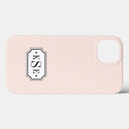 Coques Case-Mate iPhone Monogramme Chevron rose et noir (Verso (horizontal))