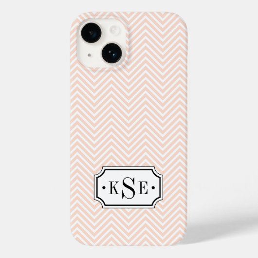 Coques Case-Mate iPhone Monogramme Chevron rose et noir (Verso)