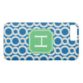 Coques Case-Mate iPhone Monogramme chic à motif entrelacé bleu sarcelle (Dos (Horizontal))