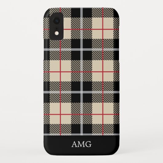 Coques Case-Mate iPhone Monogramme chic de plaid de tartan de chameau de (Dos)