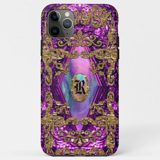 Coques Case-Mate iPhone Monogramme chic élégant de Dempsey Plum (Dos)