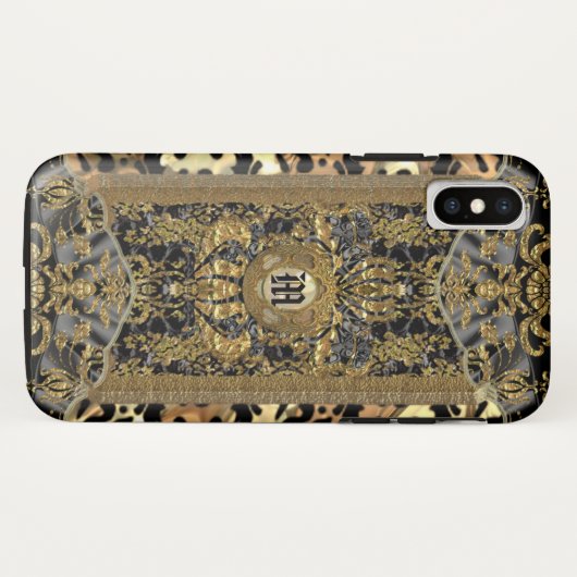 Coques Case-Mate iPhone Monogramme Chic Élégant De Ponce Crisaque (Dos (Horizontal))