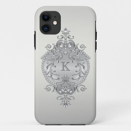 Coques Case-Mate iPhone Monogramme chic et fleuri de diamants (Dos)