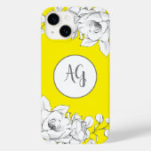 Coques Case-Mate iPhone Monogramme Chic Moderne Jaune Floral Blanc (Verso)