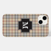 Coques Case-Mate iPhone Monogramme Chic Tartan Plaid Tan Rouge Noir Blanc  (Verso (horizontal))
