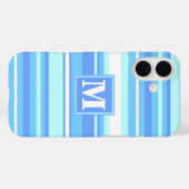 Coques Case-Mate iPhone Monogramme ciel bandes bleues (Verso (horizontal))