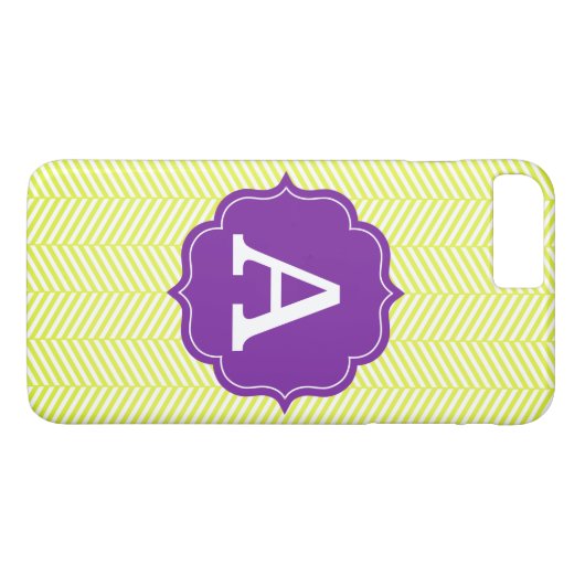 Coques Case-Mate iPhone Monogramme Citron Chevron avec pourpre (Dos (Horizontal))