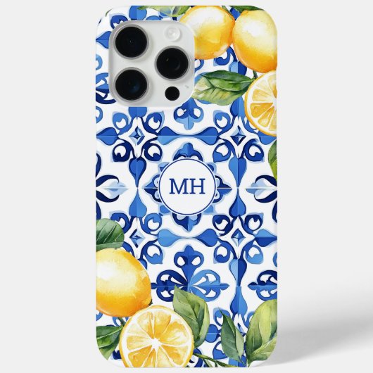 Coques Case-Mate iPhone Monogramme Citron Citrus Fruit Elégant Méditerrané (Verso)