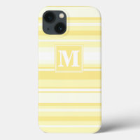 Monogramme citron jaune rayures Coque-Mate iPhone