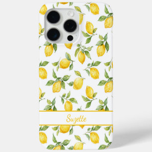 Coque iPhone 15 Pro Max Monogramme Citrons Aquarelle