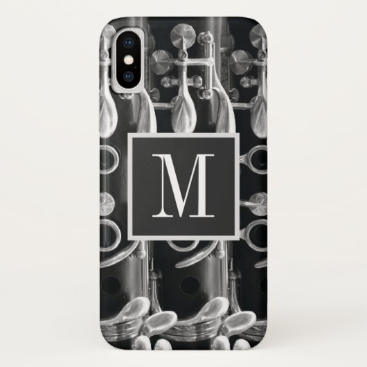 Coques Case-Mate iPhone Monogramme Clarinet noir et blanc (Dos)