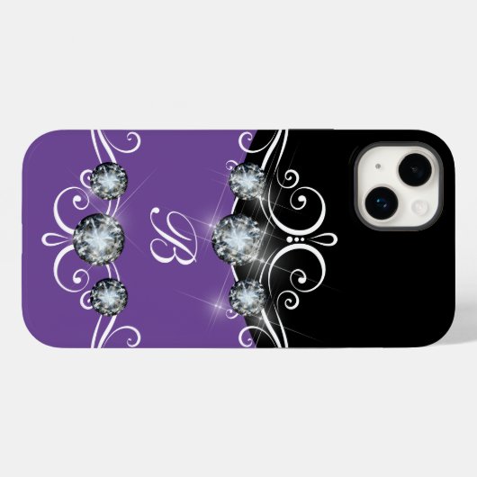 Coques Case-Mate iPhone Monogramme Classé Glitzy Bling (Verso (horizontal))