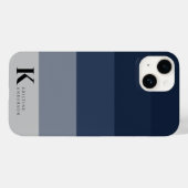 Coques Case-Mate iPhone Monogramme classique bleu marine simple Ombre gris (Verso (horizontal))