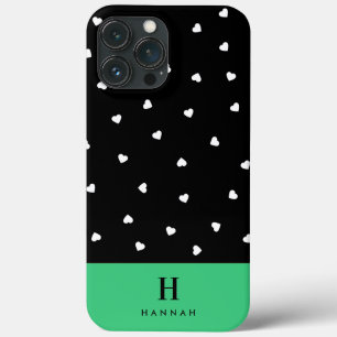 Case-Mate iPhone Case Monogramme Classique Coeurs Élégants Noir et Vert