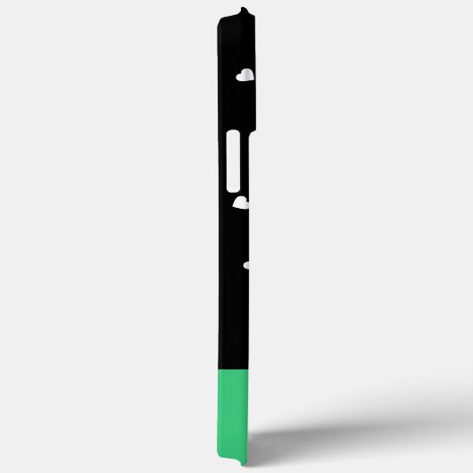 Coques Case-Mate iPhone Monogramme Classique Coeurs Élégants Noir et Vert (Verso / Droite)