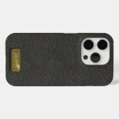 Coques Case-Mate iPhone Monogramme classique en cuir noir Faux (Verso (horizontal))