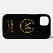 Coques Case-Mate iPhone Monogramme classique noir élégant (Verso (horizontal))
