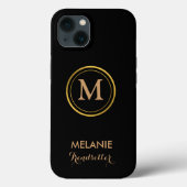 Coques Case-Mate iPhone Monogramme classique noir élégant (Verso)