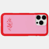 Coques Case-Mate iPhone Monogramme classique rouge rose (Verso (horizontal))