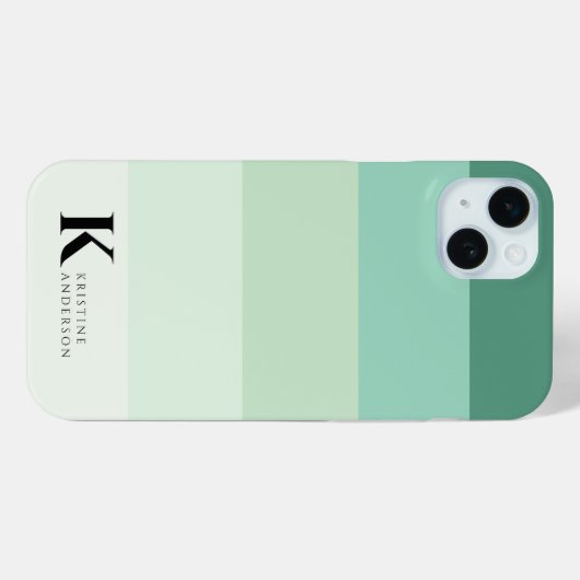 Coques Case-Mate iPhone Monogramme classique simple à rayures vertes (Verso (horizontal))