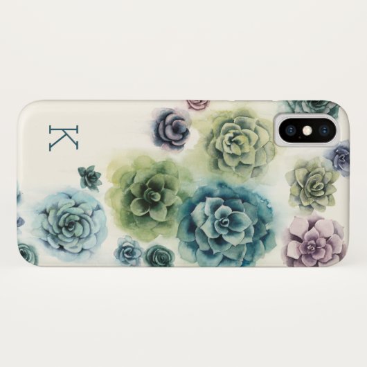 Coques Case-Mate iPhone Monogramme | Cluster de succulents (Dos (Horizontal))