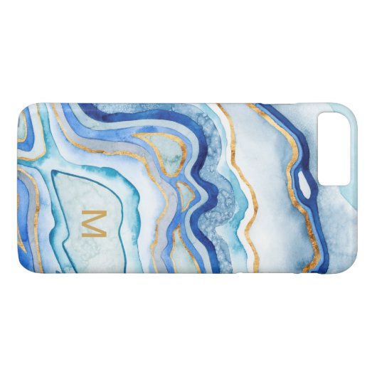 Coques Case-Mate iPhone Monogramme | Cobalt Agate II (Dos (Horizontal))