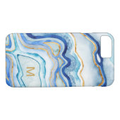 Coques Case-Mate iPhone Monogramme | Cobalt Agate II (Dos (Horizontal))