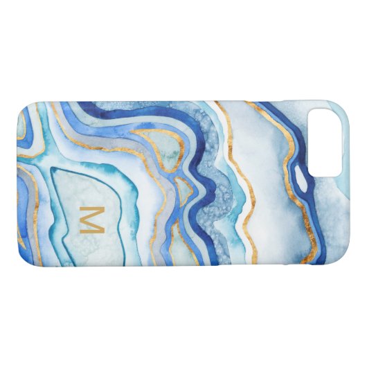 Coques Case-Mate iPhone Monogramme | Cobalt Agate II (Dos (Horizontal))