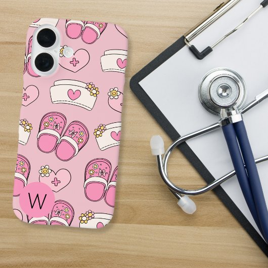 Coques Case-Mate iPhone Monogramme Cœurs, Chapeaux et Sabots d'Infirmière