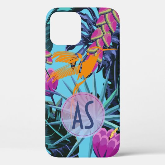 Coques Case-Mate iPhone Monogramme Colibri de feuillage tropical (Verso)