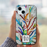 Coque Pour iPhone 15 Monogramme coloré<br><div class="desc">Cette étagère téléphonique colorée est décorée d'une mosaïque botanique abstraite unique et d'un élégant monogramme. Facile à personnaliser. Fait un cadeau unique. Mosaïque originale © Michele Davies.</div>