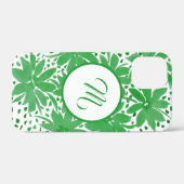Coques Case-Mate iPhone Monogramme Contemporain Vert Floral (Verso (horizontal))