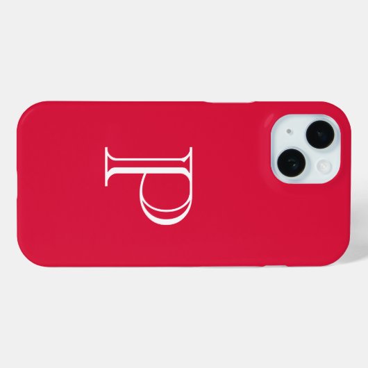 Coques Case-Mate iPhone Monogramme couleur solide rouge Crimson initial (Verso (horizontal))