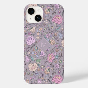 Coque Pour iPhone 14 Monogramme Couleurs Dusty Whimsical Coloré Floral