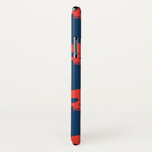 Coques Case-Mate iPhone Monogramme. Crânes rouges et blancs modernes. (Dos/Droite)