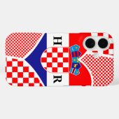 Coques Case-Mate iPhone Monogramme Croatie Drapeau Coeur Checkers (Verso (horizontal))