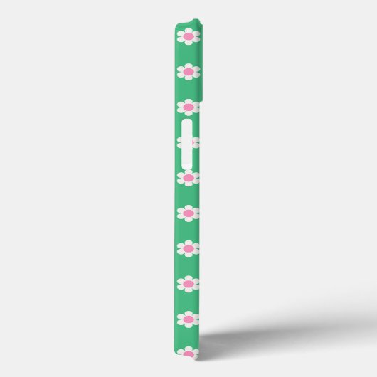 Coques Case-Mate iPhone Monogramme Custom Retro Daisis Rose et Green Sherp (Verso / Droite)