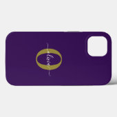 Coques Case-Mate iPhone Monogramme customisé Nom du script Purple White Go (Verso (horizontal))