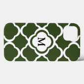 Coques Case-Mate iPhone Monogramme Cypress vert et blanc Quatrefoil (Verso (horizontal))