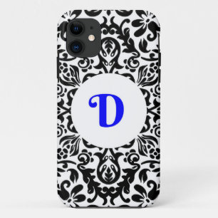 Case-Mate iPhone Case Monogramme D bleu, noir et blanc arrière - plan
