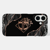 Coques Case-Mate iPhone Monogramme D Noir Agate Marbre Rose Or (Verso (horizontal))